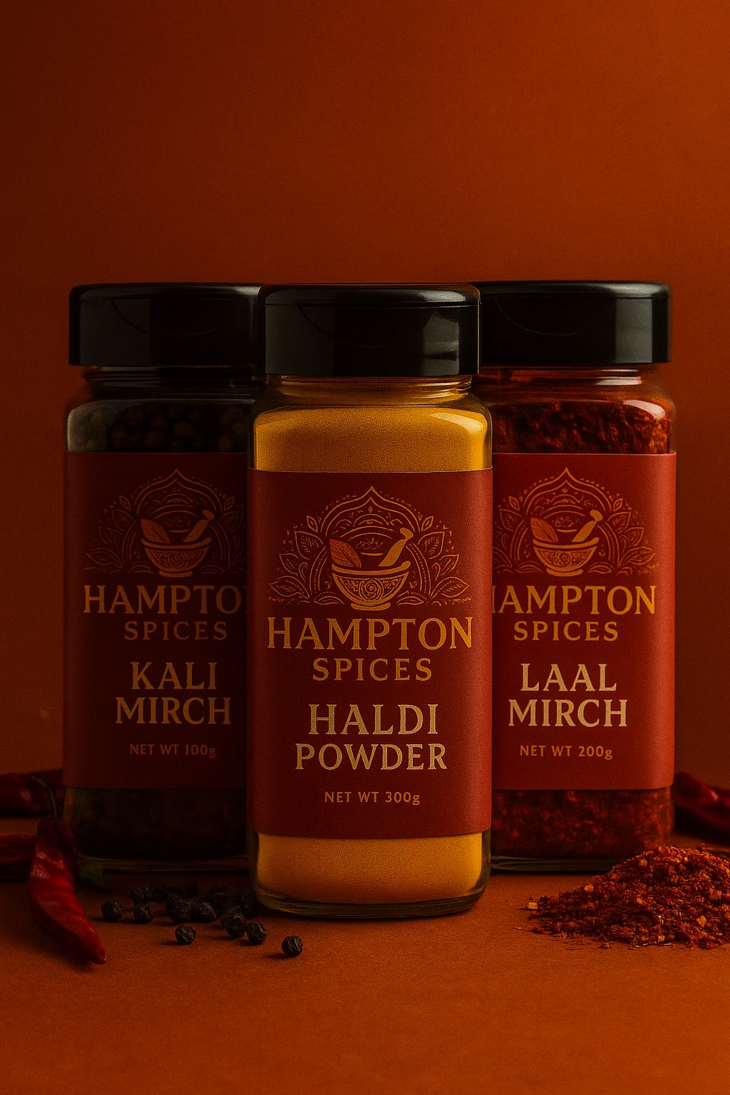 Traditional Indian spices in wooden bowls